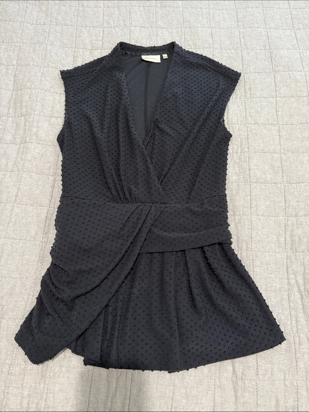 Deletta Black Sleeveless Wrap-Style Top